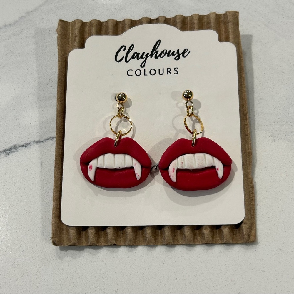 Hand Crafted Vampire Earrings NWT - Picture 2 of 6